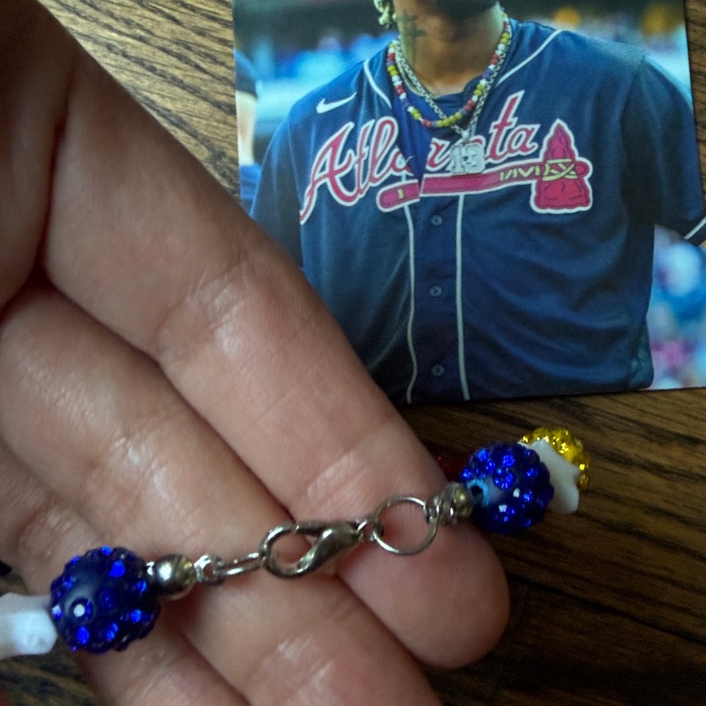 Ronald Acuna Jr. Beaded Atlanta Braves Bling Necklace - Picture 4 of 5